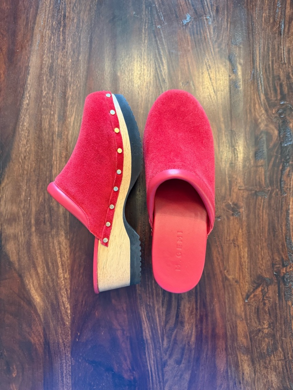 M. Gemi Red Suede Greta Clogs - Picture 4 of 6